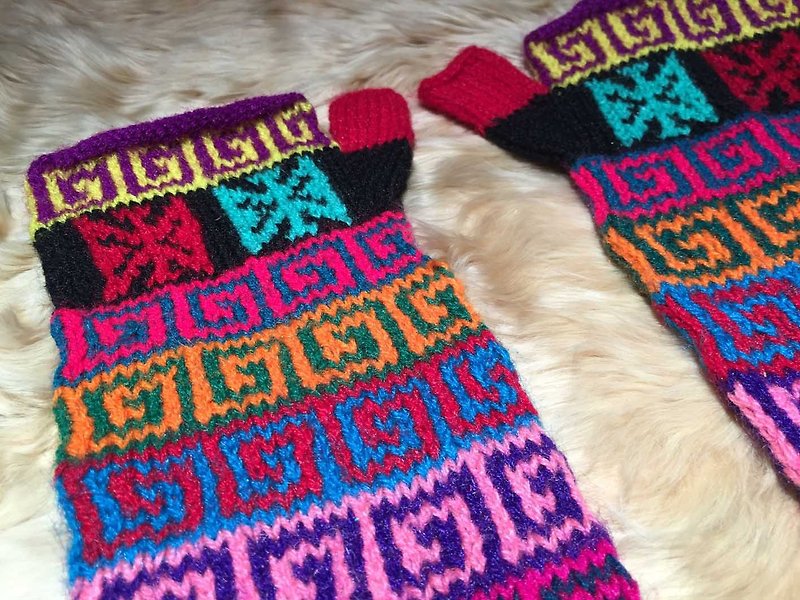 Peruvian Color Totem Fingerless Gloves - Gloves & Mittens - Other Materials Multicolor
