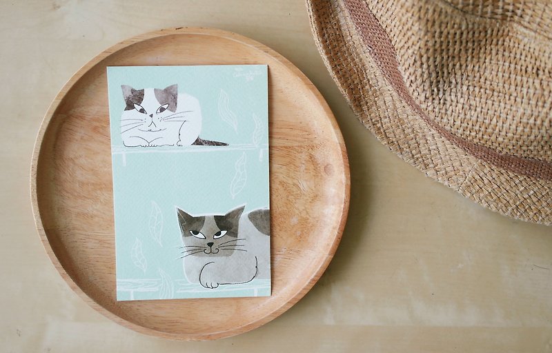 Two cat illustration postcard 4"x6" - Cards & Postcards - Paper Multicolor
