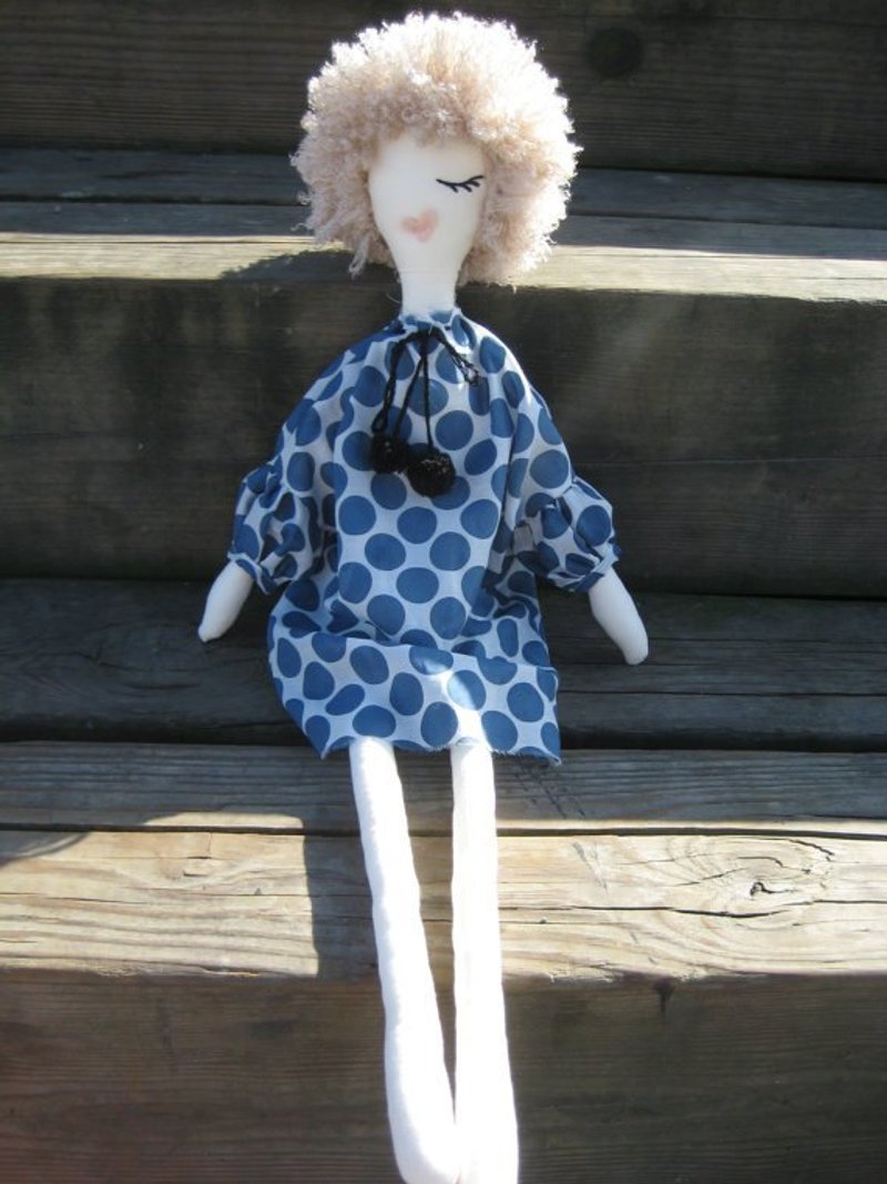 Polka-dot shirt dress couture doll - Stuffed Dolls & Figurines - Other Materials 