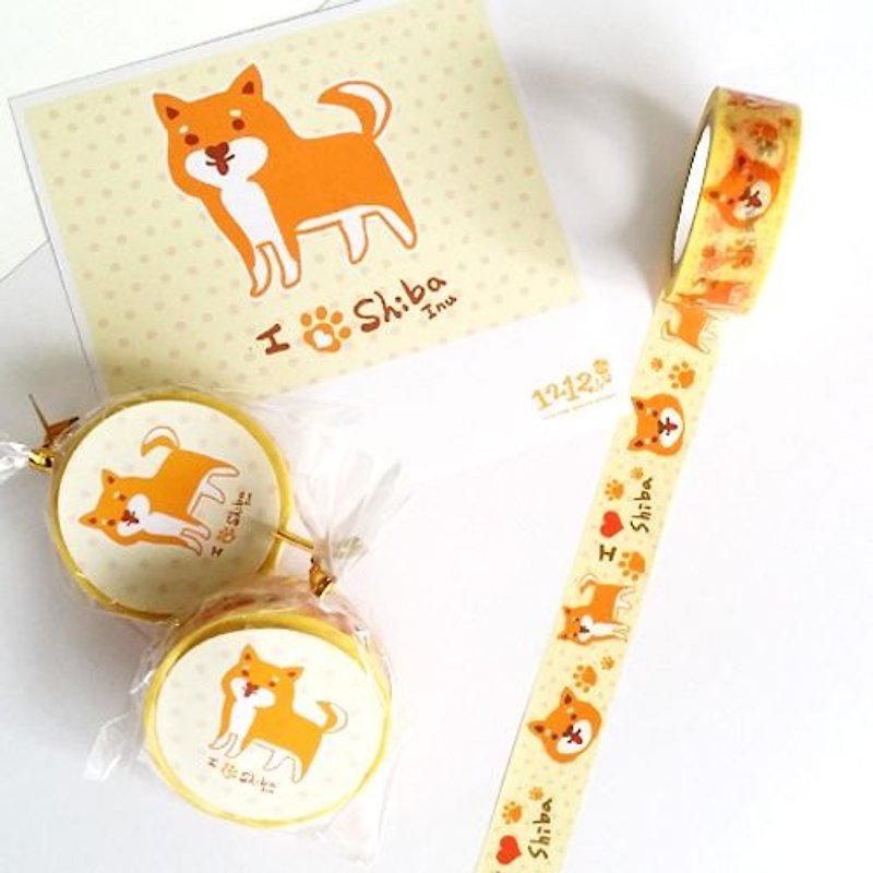 1212 play Design paper tape - Shiba came - Washi Tape - Paper Yellow