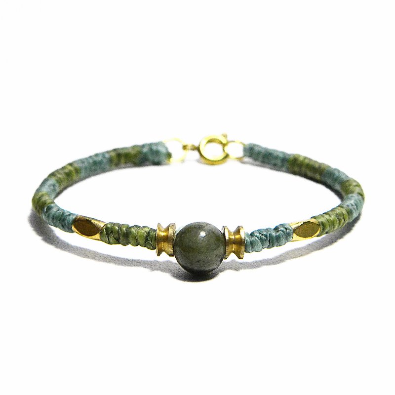 W&Y Atelier - Wax Line Silk Bracelet , Brass Jewelry (17 colors) - สร้อยข้อมือ - ขี้ผึ้ง สีเขียว