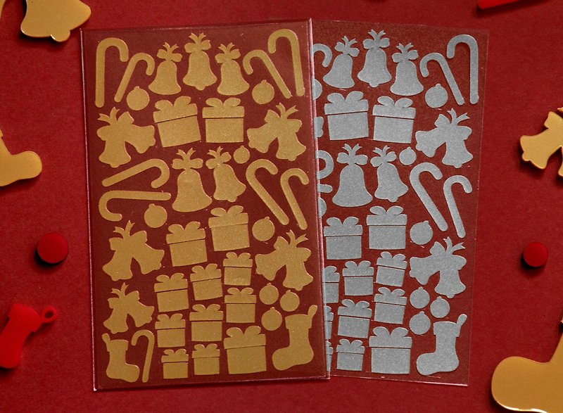 Christmas Decoration Stickers - สติกเกอร์ - วัสดุกันนำ้ สีทอง