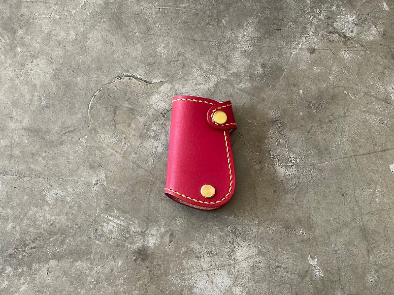 [Mini5] Hand-stitched car key case/Weiss brand key (red) - ที่ห้อยกุญแจ - หนังแท้ สีแดง