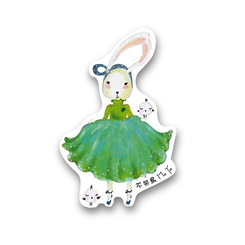 Thick Waterproof Sticker - Lace Rabbit. Solemnly thank you. - Stickers - Paper Green