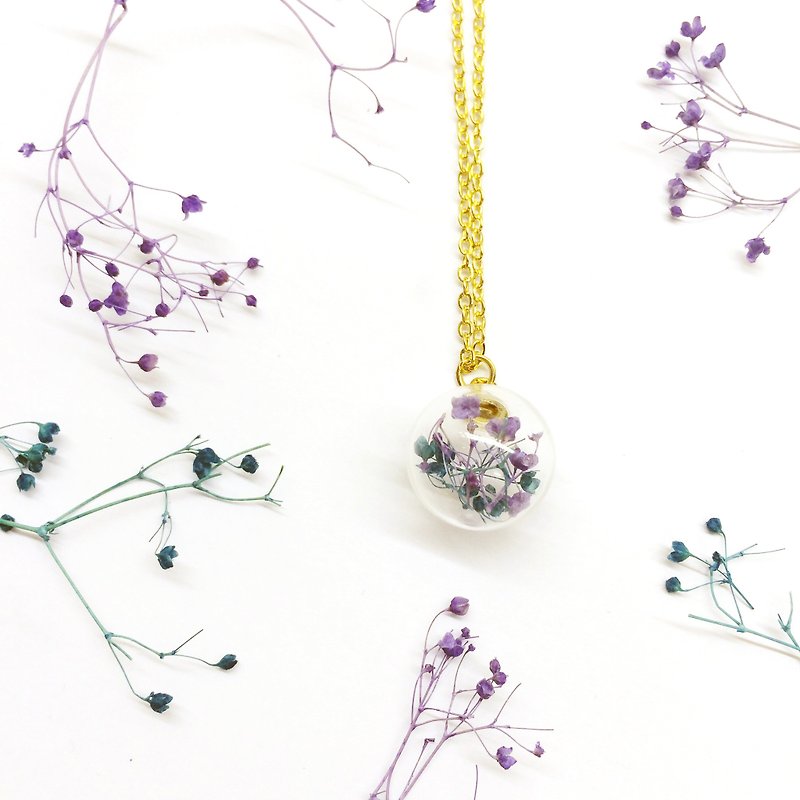 Purple and blue stars glass crystal ball necklace by Studdedheartz - สร้อยคอ - แก้ว สีน้ำเงิน