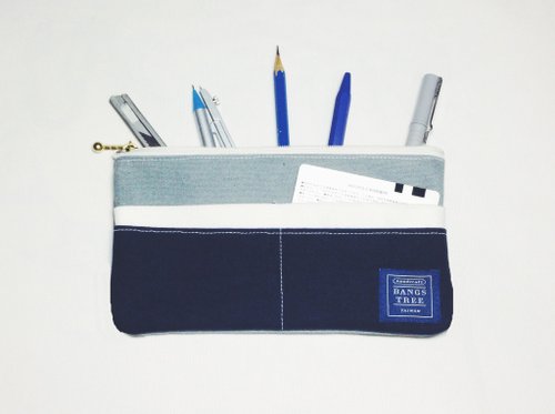 ::Bangstree:: Multifunctional Pencil case- gray+white+dark blue