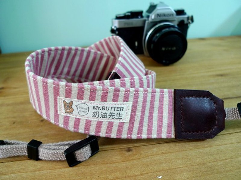 Camera strap. Pink striped cotton hand made - Camera Straps & Stands - Other Materials Pink