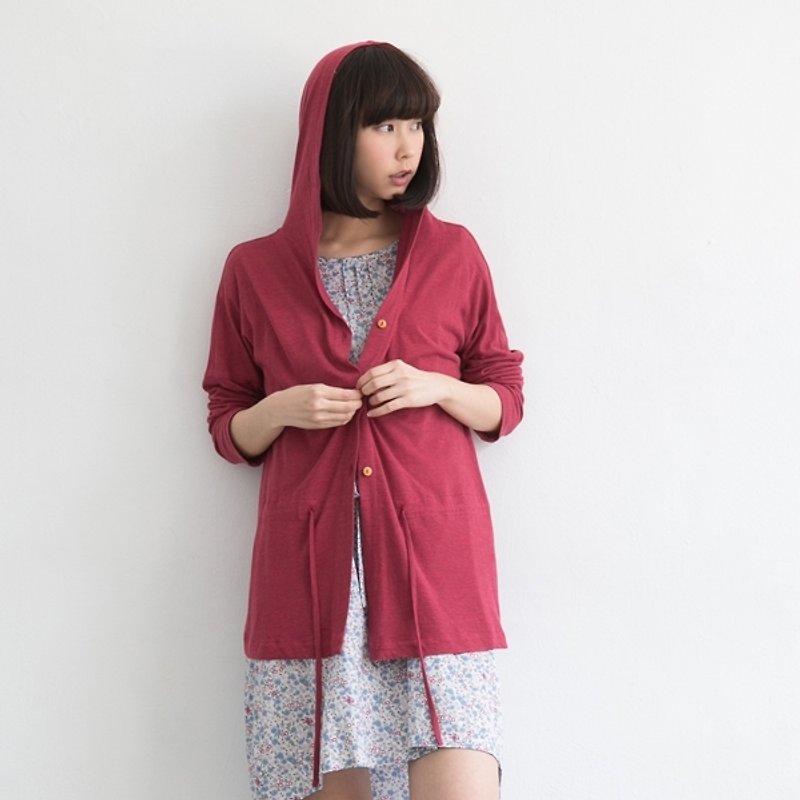 [Children] Xu Xu organic cotton slub Hoodie - Poppy Red - Women's Casual & Functional Jackets - Other Materials Red