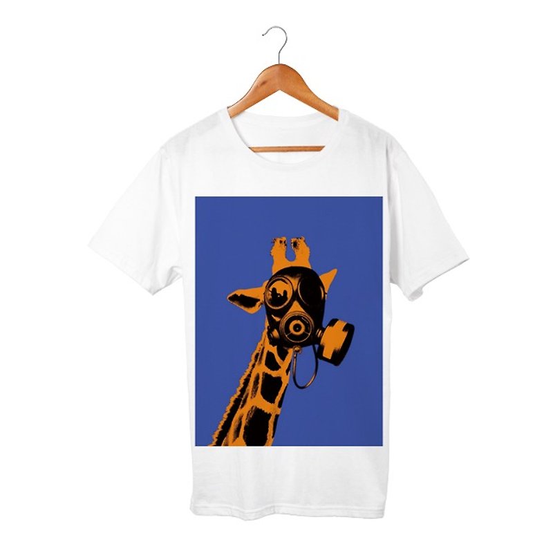 Collage Art Giraffe T-shirt - 中性衛衣/T 恤 - 棉．麻 白色