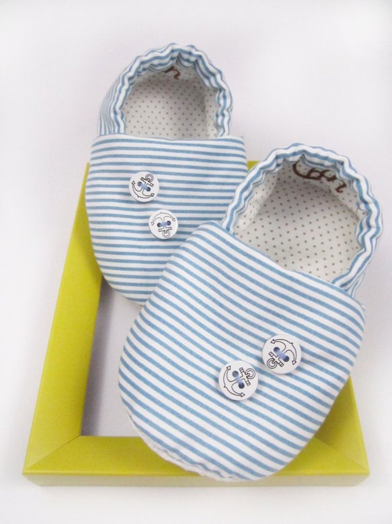 手工嬰兒鞋  BABY彌月禮《海洋水手風》 - 嬰兒鞋 - 其他材質 藍色