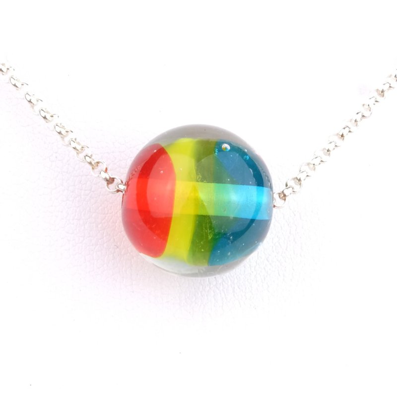 Rainbow Sky handmade glass beads sterling silver necklaces - สร้อยคอ - แก้ว หลากหลายสี