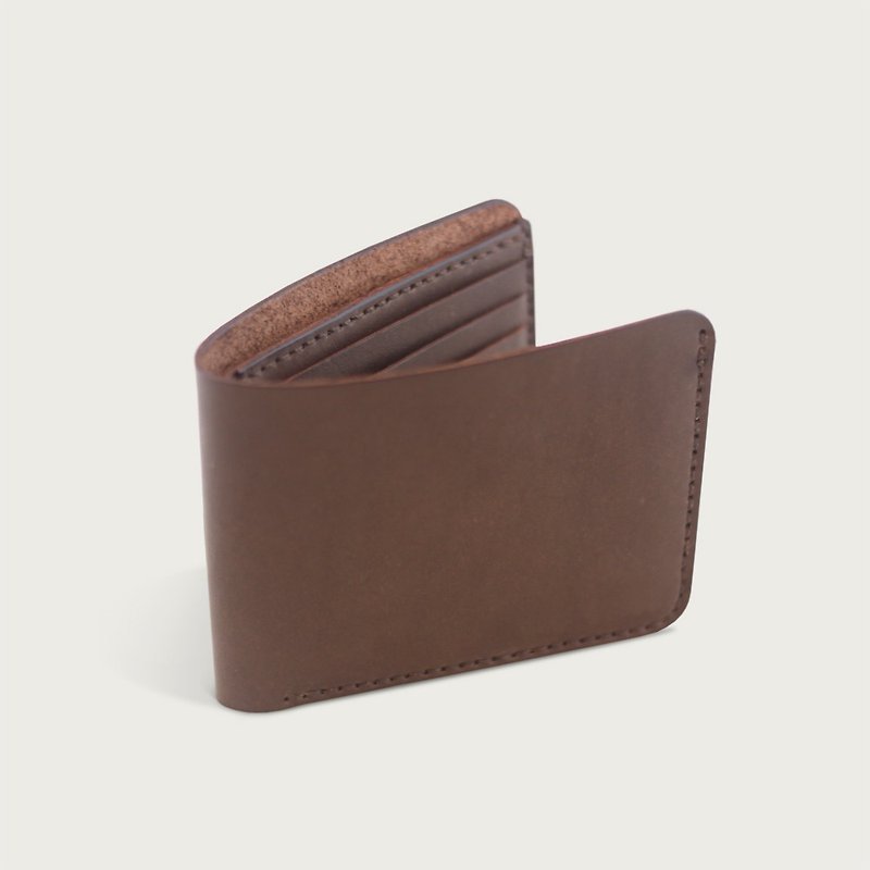 Classic 8-card wallet/short clip/purse -- dark coffee - กระเป๋าสตางค์ - หนังแท้ สีนำ้ตาล