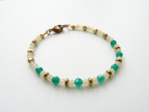 Joyce Wu Handmade Jewelry 綠瑪瑙 黃玉 黃銅派對手鍊 B 款