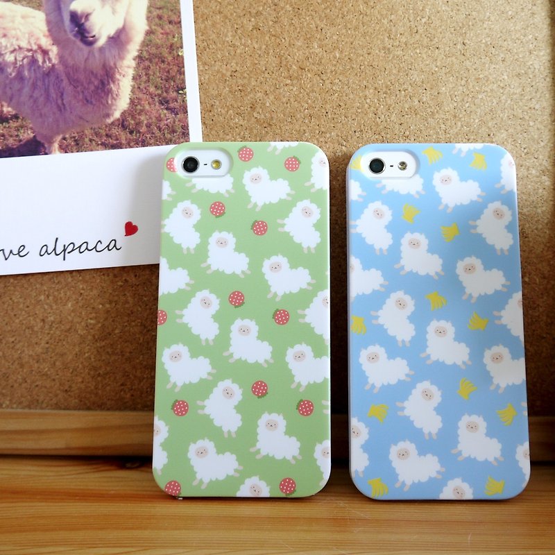 Running Alpaca Green Strawberry Pattern (Left) Print Soft / Hard Case for iPhone X,  iPhone 8,  iPhone 8 Plus, iPhone 7 case, iPhone 7 Plus case, iPhone 6/6S, iPhone 6/6S Plus, Samsung Galaxy Note 7 case, Note 5 case, S7 Edge case, S7 case - Other - Plastic 