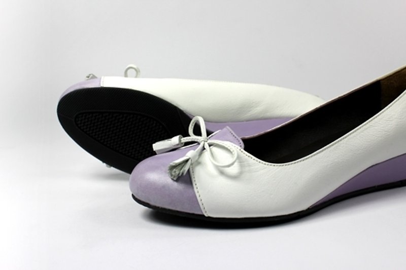 Purple sweet wedge heels - รองเท้าส้นสูง - หนังแท้ สีม่วง