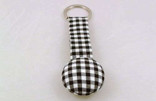 alma-handmade 手感布釦鑰匙圈 - 黑格子