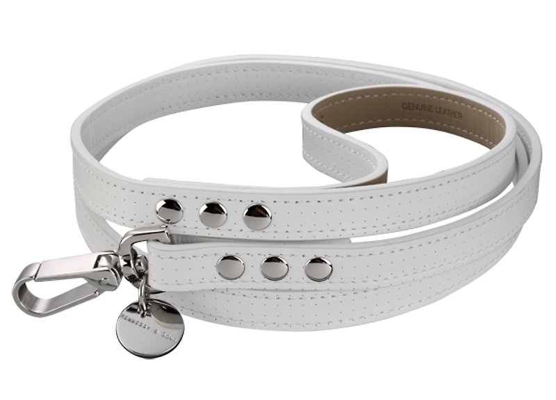 H&S Hennessy Father and Son-POLO Club Leather Leash - Collars & Leashes - Genuine Leather White
