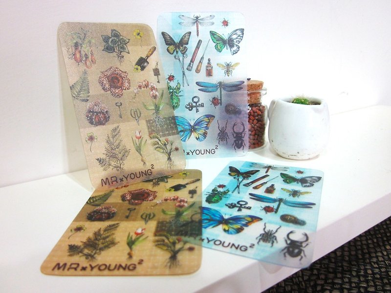 ☁植物分与シート×昆虫/小さなプラスチックカード（4） - カード・はがき - プラスチック 多色