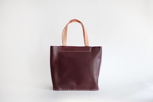 JOYDIVISION joydivision vintage酒紅款小號 全手縫托特包真皮手工簡約設計