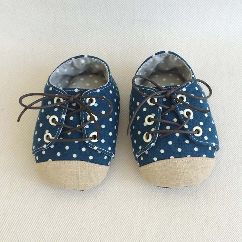 Va手工童鞋系列 森林系點點小布鞋 - 男/女童鞋 - 其他材質 藍色