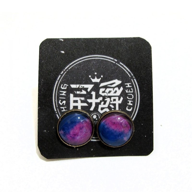 手作耳環 神秘紫 手繪 | 水彩 | 獨家 | 禮物 - 耳環/耳夾 - 其他金屬 紫色