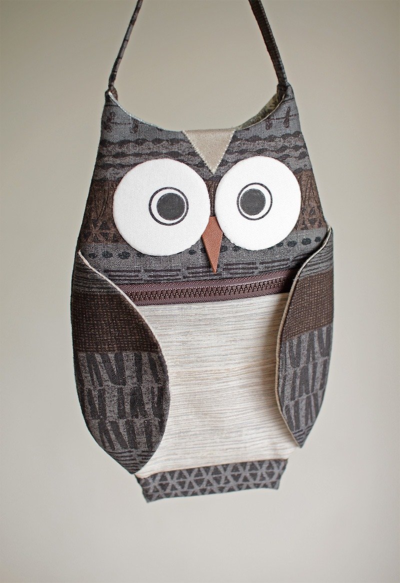 Owl Handbag No.1 - อื่นๆ - ผ้าฝ้าย/ผ้าลินิน สีเทา