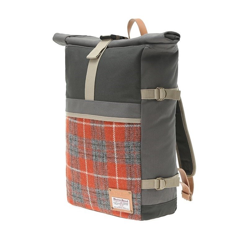HARRIS TWEED ROLL-TOP BACKPACK - ORANGE - Backpacks - Other Materials Multicolor