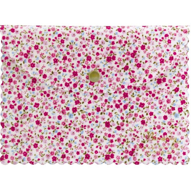 Japan [LABCLIP] Frill Series Flat pouch Multifunctional Storage Bag (Button Style) Pink - กระเป๋าเครื่องสำอาง - พลาสติก สึชมพู