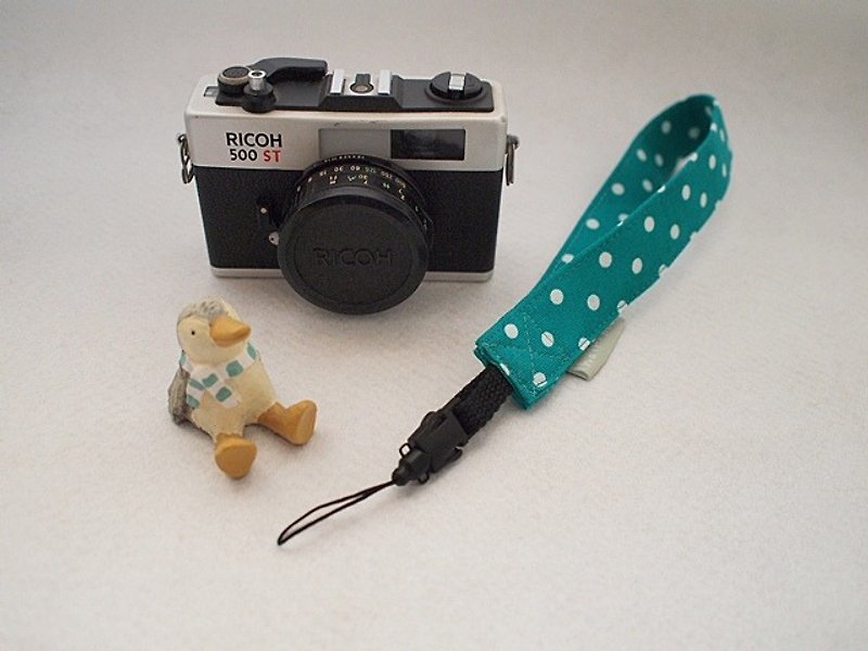 hairmo. Blue-green dot (Japan) hole camera strap / phone with / ID band (single hole) - ID & Badge Holders - Paper Green