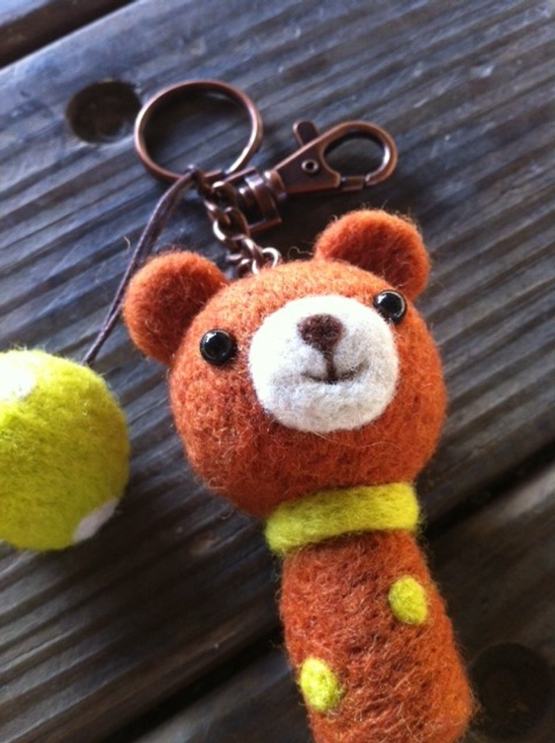 羊毛氈可可熊鑰匙圈 - 鑰匙圈/鎖匙扣 - 羊毛 咖啡色