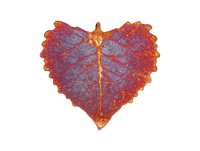 Edith & Jaz • Natural Cottonwood Leaf Pendant – Red Copper Color(L) - สร้อยคอ - วัสดุอื่นๆ สีแดง