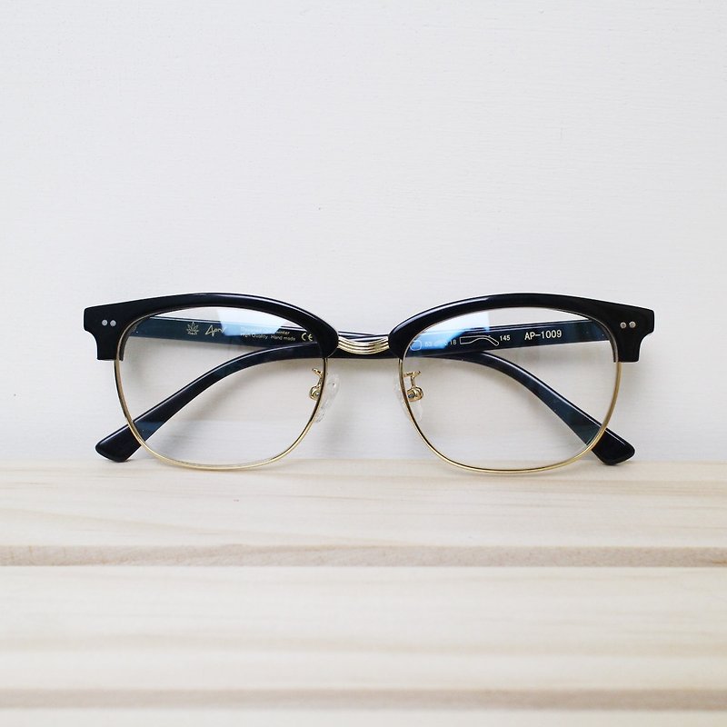 歐美眉框 鏡框 眼鏡 亮黑 - Glasses & Frames - Plastic Black