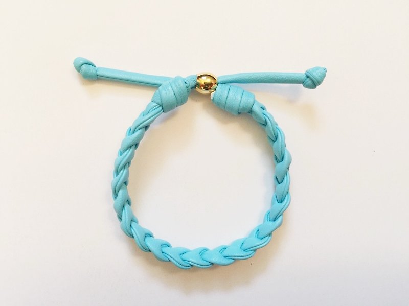 「淺藍麻花仿皮繩」 - 手鍊/手環 - 真皮 藍色
