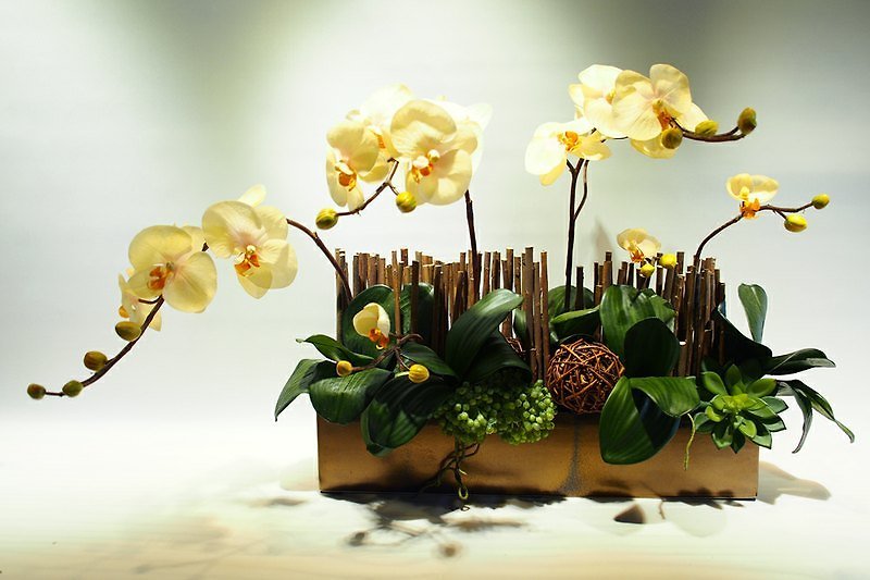 人造花飾-禪風蝴蝶蘭端景花飾 - 観葉植物 - その他の素材 ゴールド