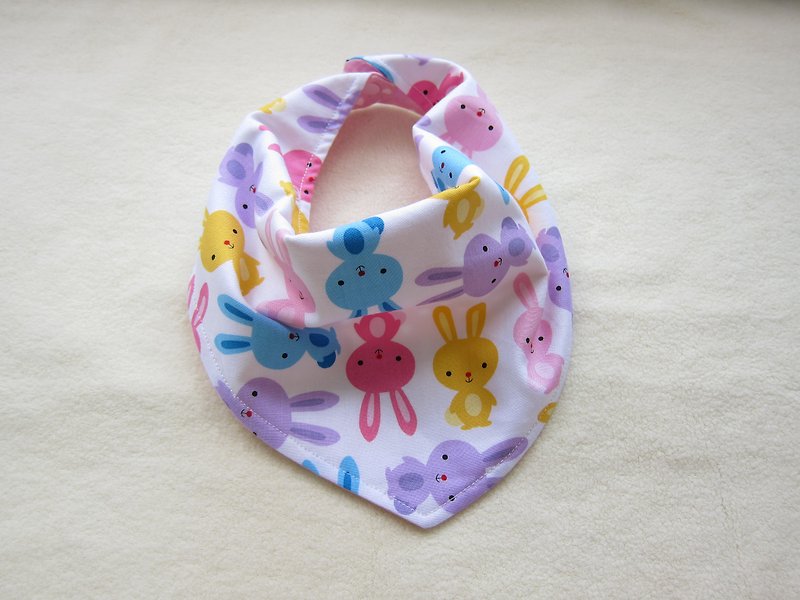 彩色小兔子寶寶-嬰兒寶貝純棉三角口水巾、領巾 - 口水肩/圍兜 - 其他材質 多色