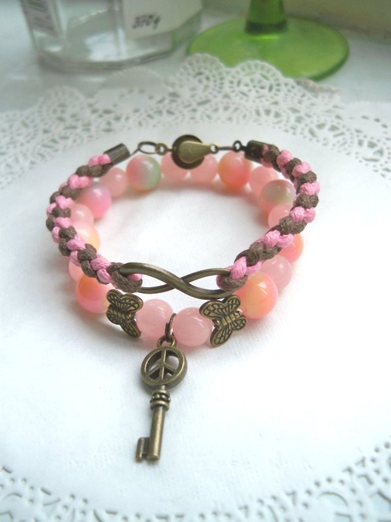 Luminous peach bracelet - Pink -2 article - สร้อยข้อมือ - วัสดุอื่นๆ สึชมพู