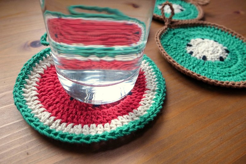 Watermelon good sweet coaster big - Coasters - Other Materials Red