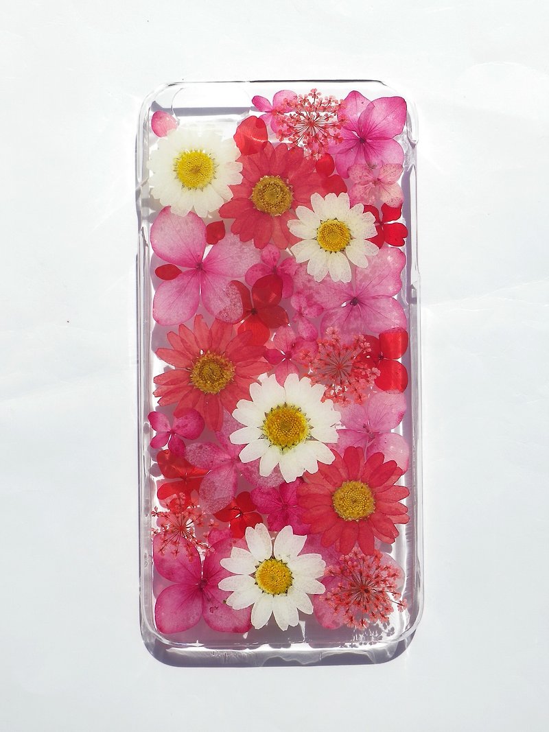 Handmade phone case, Pressed flowers phone case, Blooming (Red) - Phone Cases - Plastic 