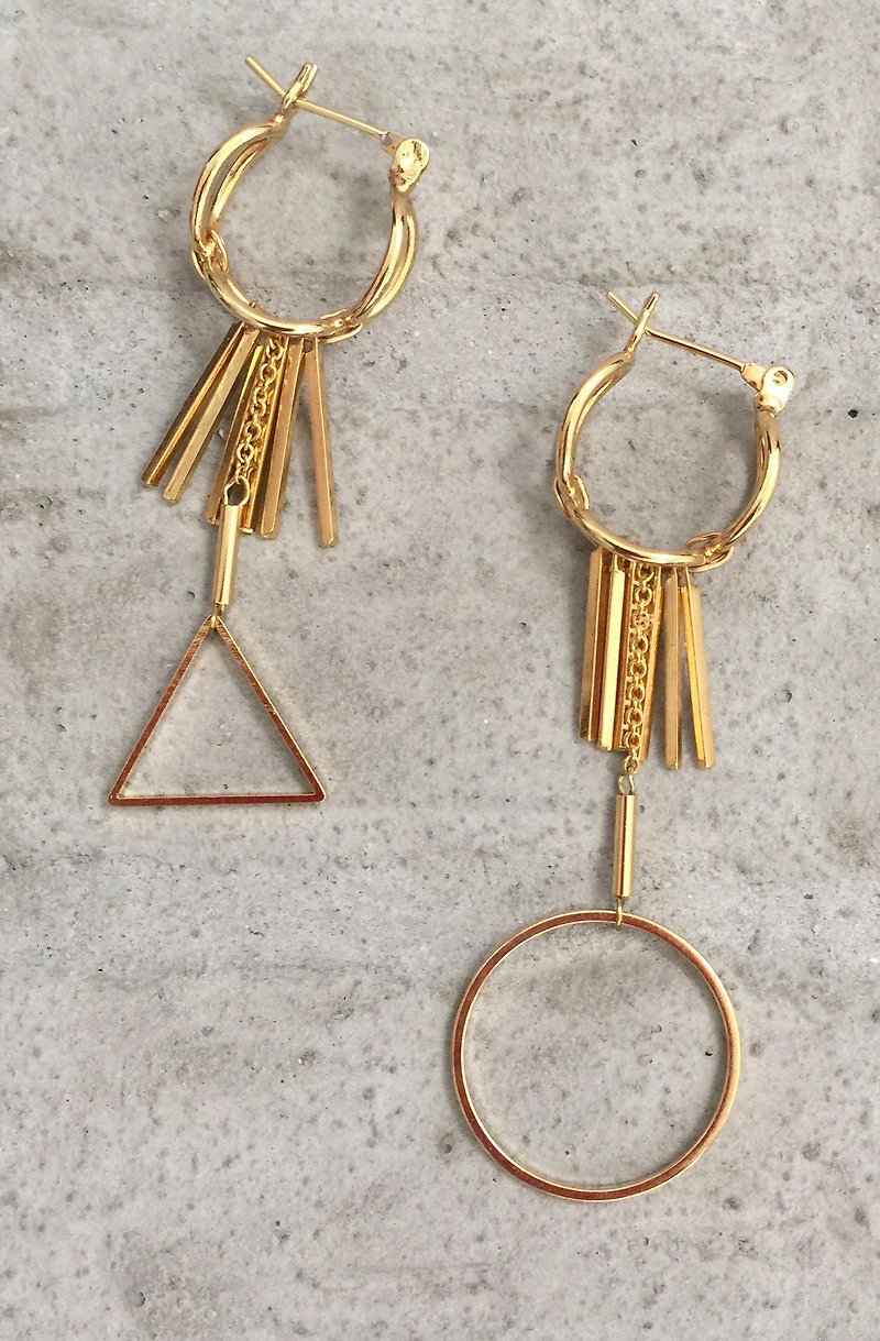 Geometric swing (earrings) - ต่างหู - โลหะ สีทอง