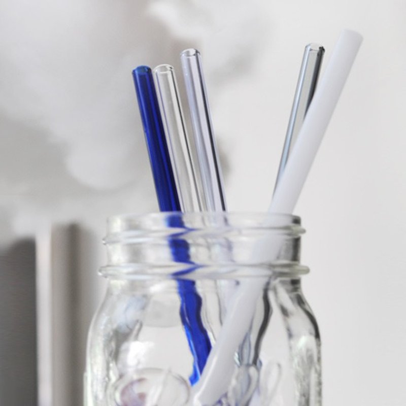 [20cm] MSA GLASS green small objects (diameter 0.8cm) Aegean Series - Stained glass pipette reuse environmental Love the Earth (comes easily washed clean brush bar) non-toxic and environmentally friendly - Reusable Straws - Glass Blue