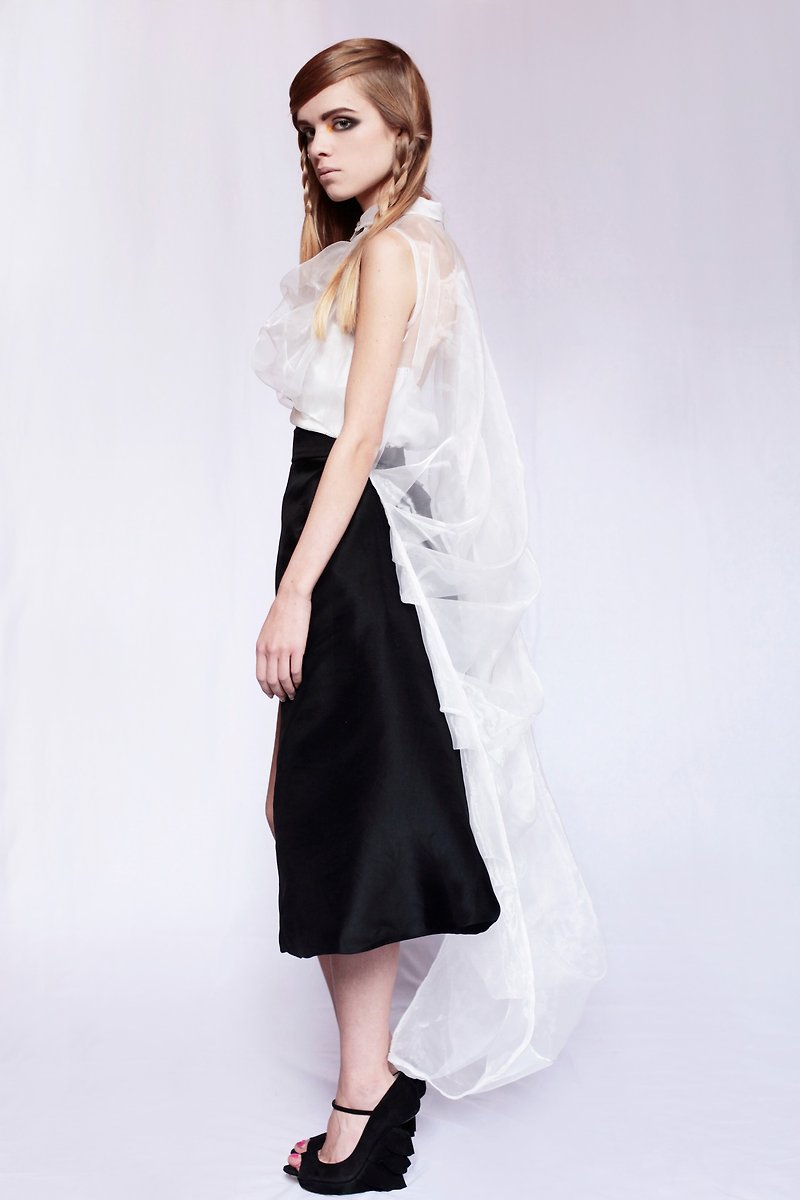 ピーコックドレス：ブラック：イタリアンシステム - スカート - シルク・絹 ブラック