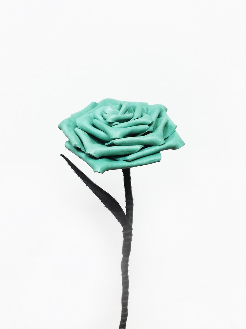 皮革湖水綠色玫瑰 Tiffany Blue Leather Rose - 其他 - 真皮 