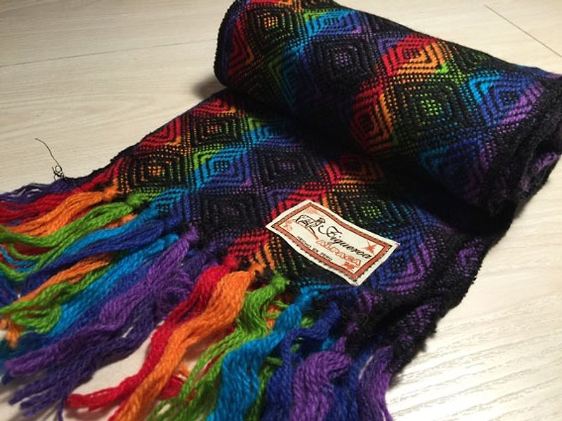 Peru alpaca scarves handmade diamond pattern - Color Black - Scarves - Other Materials Multicolor