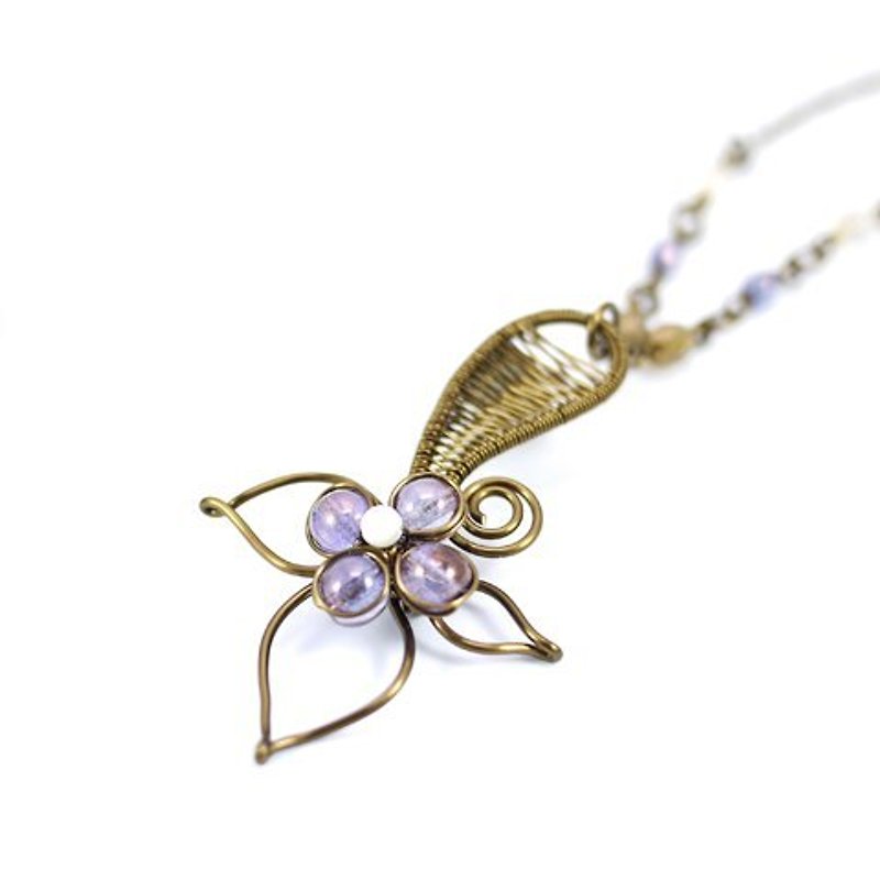 Purple Leaf Necklace - สร้อยคอ - เครื่องเพชรพลอย 