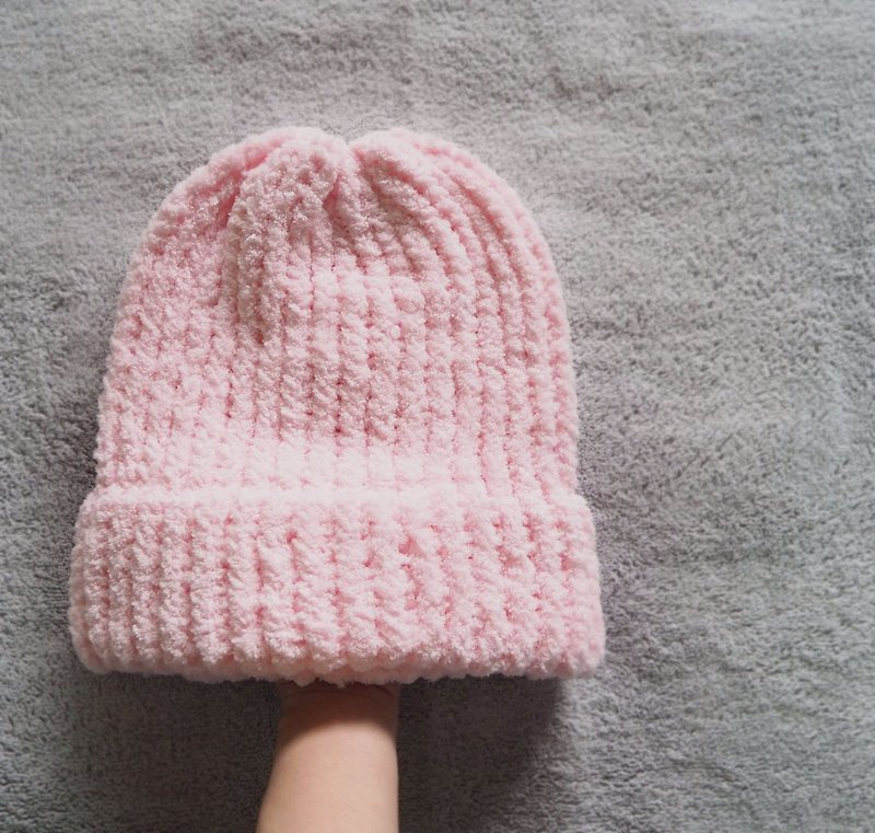 櫻花粉紅毛線帽子 - 帽子 - 其他材質 粉紅色