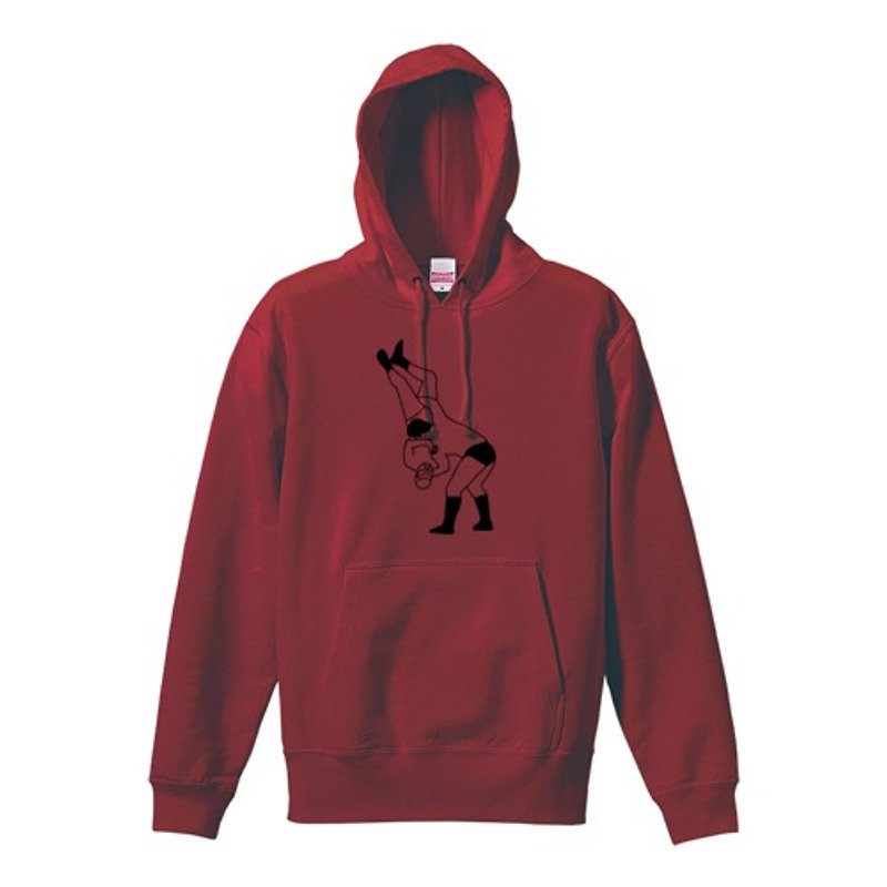Body slam sweatshirt hoodie - เสื้อฮู้ด - ผ้าฝ้าย/ผ้าลินิน สีแดง