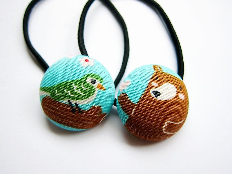 Hand-made cloth button hair headband ring birds and bears - Hair Accessories - Other Materials Blue
