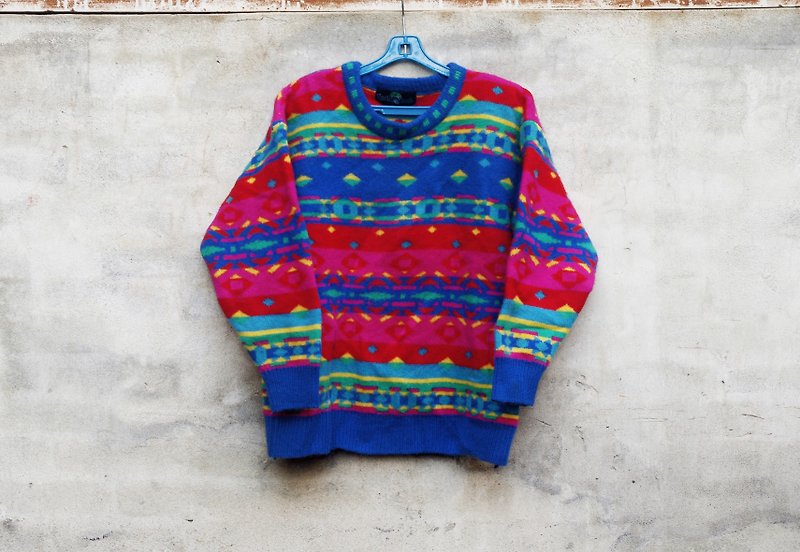 彩色幾何毛衣-脫臼古著- - Women's Sweaters - Other Materials Multicolor