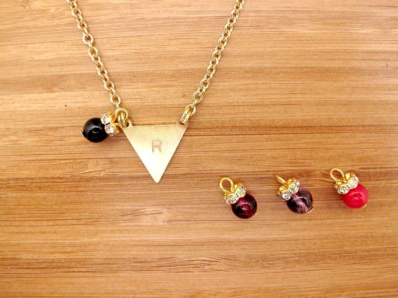 ▲ knocked triangle symbol custom 26 letters logo ▲ brass necklace SZ - Collar Necklaces - Other Metals Orange