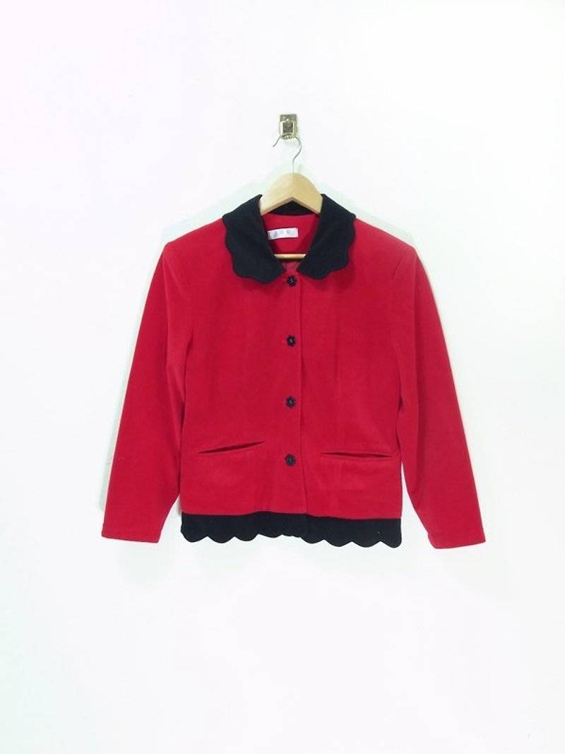 黑與桃紅 刷毛外套  PdB古著 - 女大衣/外套 - 其他材質 紅色
